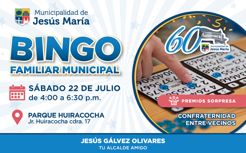 ✔️ Ven este sábado 22 de julio a nuestro 📍 Parque Huiracocha, nos divertiremos jugando entre amigos y vecinos. ¡Prepárate! porque habrá premios y sorpresas. 🏆🎁