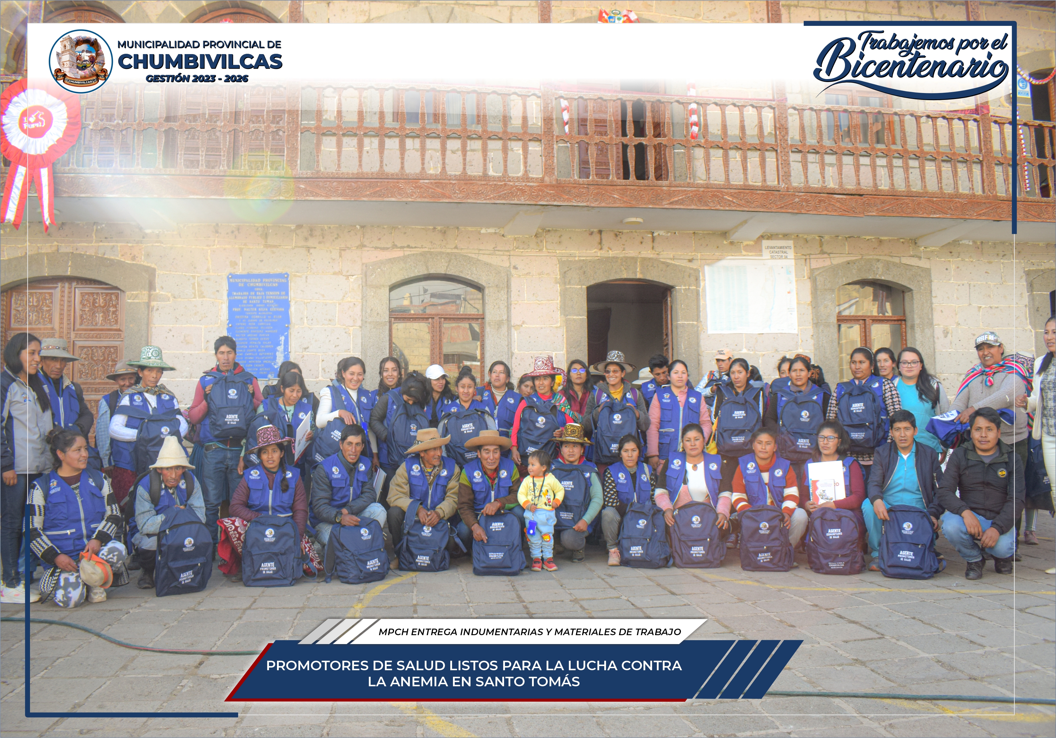 Municipalidad de Chumbivilcas entrega indumentarias y materiales de trabajo a promotores de la salud de Santo Tomás