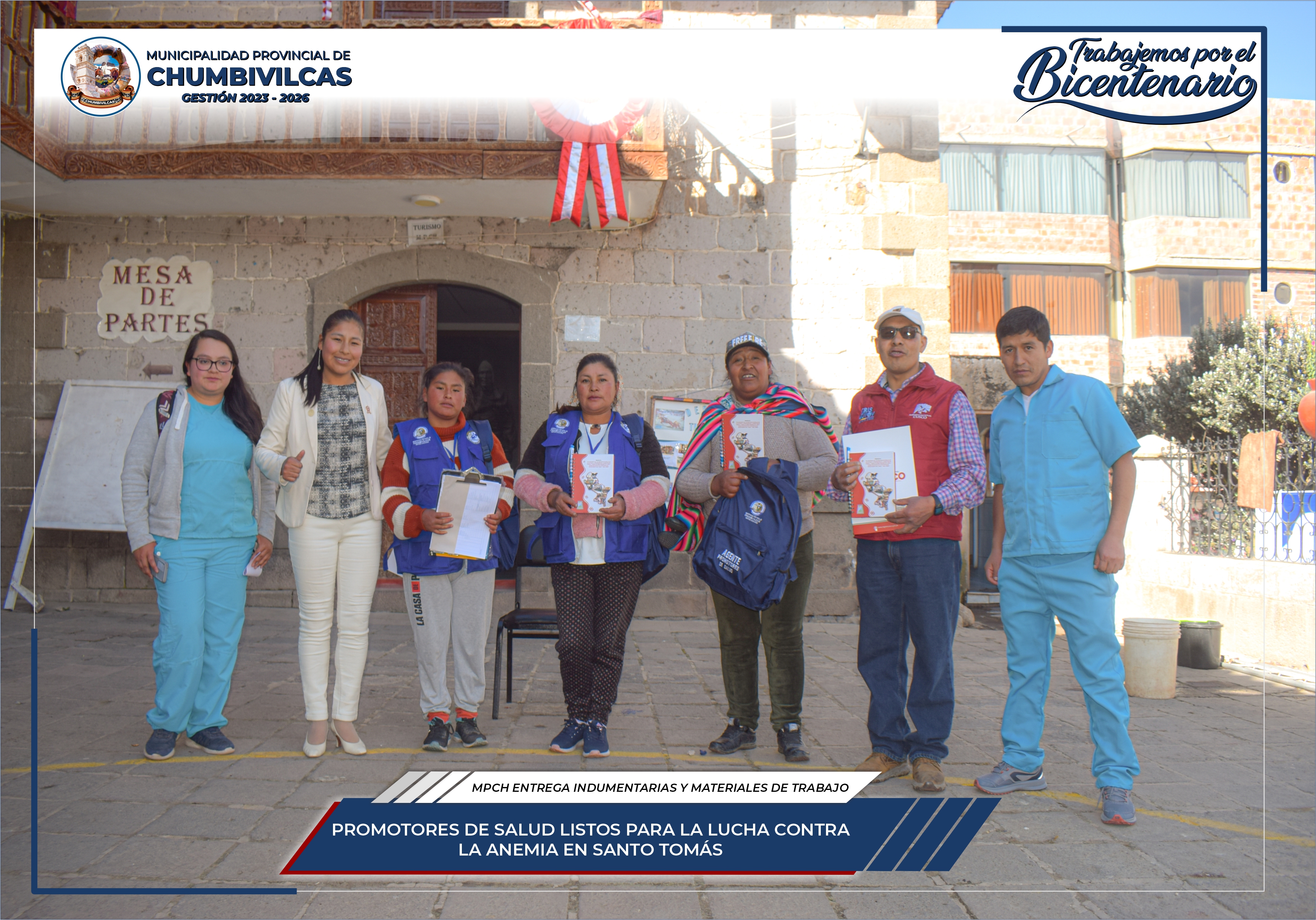 Municipalidad de Chumbivilcas entrega indumentarias y materiales de trabajo a promotores de la salud de Santo Tomás