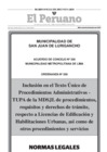Vista preliminar de documento Ratifica Ordenanza Municipal N° 358-MDSJL - Publicado en el peruano  06/12/2017