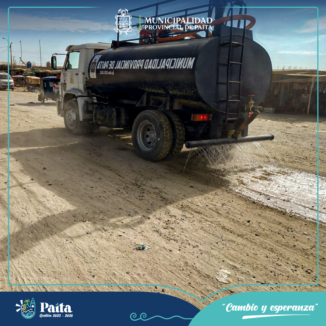 Municipalidad de Paita Realizó Regado de Calles en Marco Jara