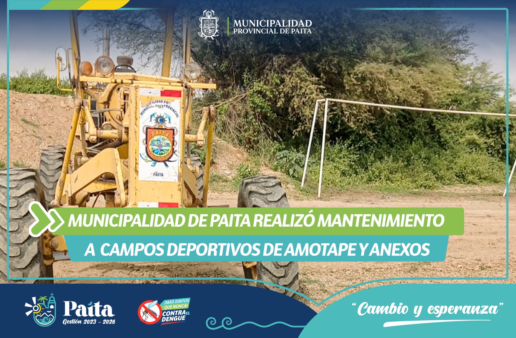 Municipalidad de Paita Realizó Mantenimiento a Campos Deportivos de Amotape y Anexos