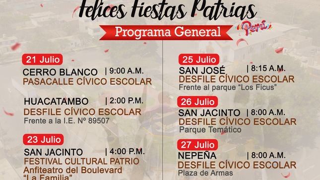Programa General por Fiestas Patrias