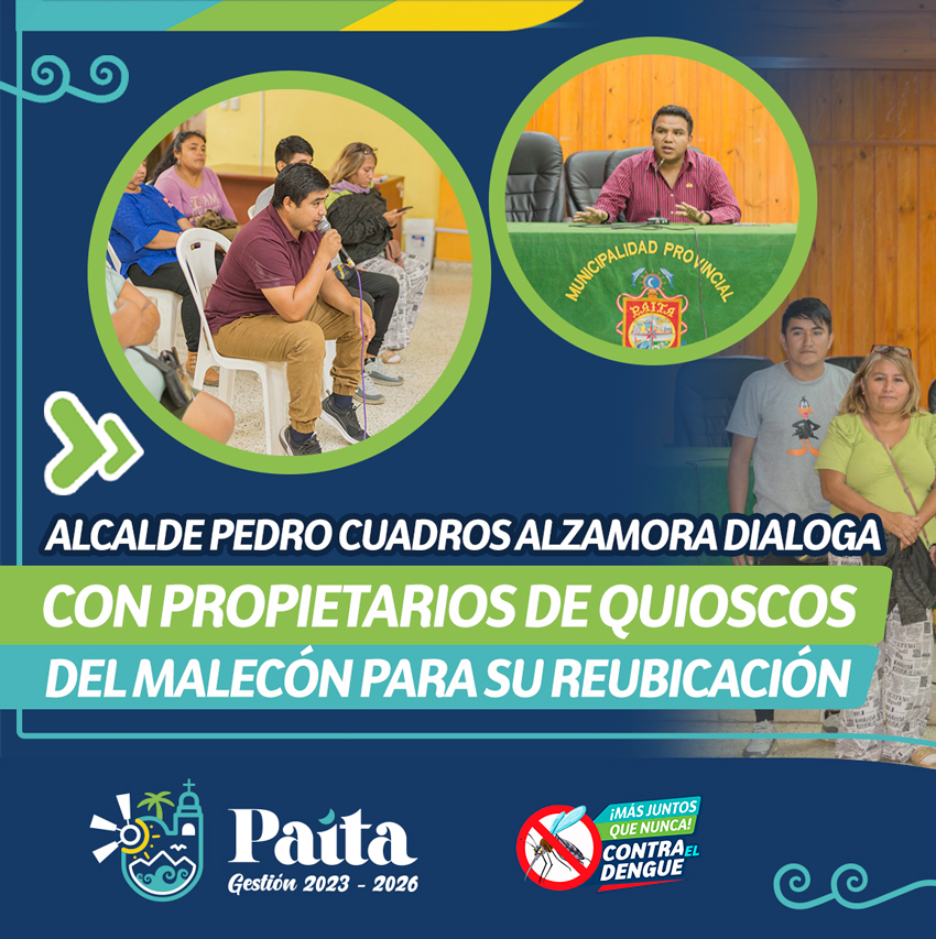 Alcalde Pedro Cuadros Alzamora Dialoga con Propietarios de Quioscos del Malecón para su Reubicación