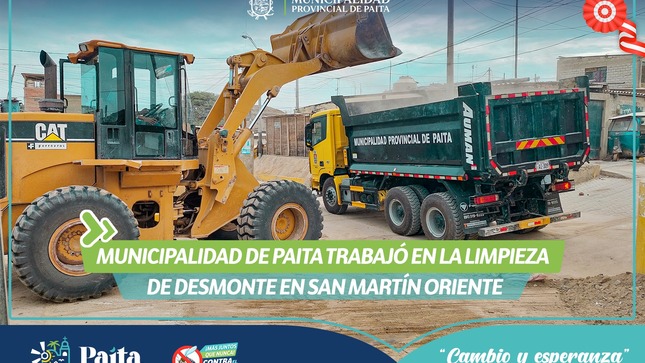 Municipalidad de Paita trabajó en la limpieza de desmonte