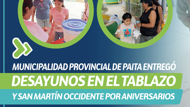 Municipalidad Provincial de Paita entregó desayunos