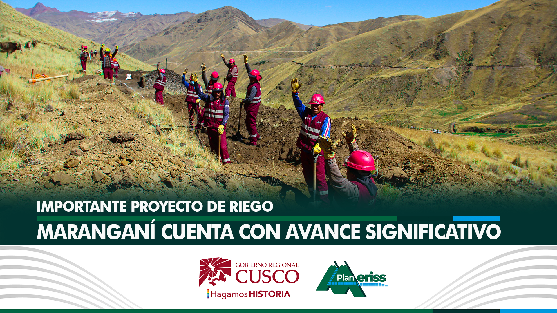 Con la finalidad de reactivar el agro regional y dotar del servicio de agua para riego y consumo humano el Gobierno Regional Cusco mediante su unidad ejecutora el Plan MERISS, construye el proyecto de riego “MEJORAMIENTO Y AMPLIACION SISTEMA DE RIEGO UYUCANI Y HUALLO DEL DISTRITO DE MARANGANI DE LA PROVINCIA DE CANCHIS”, el cual servirá para mejorar y ampliar la frontera agrícola en 325 hectáreas en beneficio de 250 familias de un total de 1,250 habitantes asentadas en los sectores de Uyucani y Huallo de la comunidad campesina de Quisini del distrito de Marangani con un presupuesto de 10 millones 606 mil 876 soles.
 
El residente de la obra Ing. Víctor Valer Abarca, señala: Tenemos cerca de 150 compañeros trabajando quienes nos apoyan en la apertura de zanjas, a la fecha ya aperturamos 18 km de excavación con la finalidad de instalar 20 km de línea de conducción entubada, al momento ya se tiene un avance físico del 15%, nuestro objetivo es culminar la infraestructura durante el presente año de acuerdo al compromiso y la decisión política del gobernador regional, sentenció el Ing. Valer Abarca. 
 
Durante el recorrido y verificación de la obra conjuntamente con los usuarios de agua del proyecto, manifestaron su reconocimiento y agradecimiento al Gobernador Regional Ing. Werner Salcedo Álvarez, así como al director ejecutivo del Plan MERISS, Ing. Lucho Salcedo Cáceres, y al equipo multidisciplinario que ejecuta la obra.
 
Al final del recorrido los beneficiarios de la obra manifestaron: Una vez que se culmine el proyecto nos servirá para una mejor producción de pastos cultivados y la crianza del ganado mejorado, actualmente nuestros campos están desolados y secos por falta de agua para ello es fundamental la construcción de la infraestructura, desde ya nos va a servir para generar más producción agropecuaria y mejorar nuestra economía en favor de la familia y de nuestros hijos. 
 
NOTA: El planteamiento hidráulico del proyecto comprende la sustitución del sistema de riego actual por un sistema de riego por aspersión hacia los sectores de Uyucani margen derecha y margen izquierda de los sectores de Umalastro y Huallo.