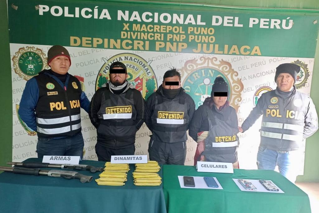 Capturan a tres delincuentes con armas de fuego y explosivos en Puno