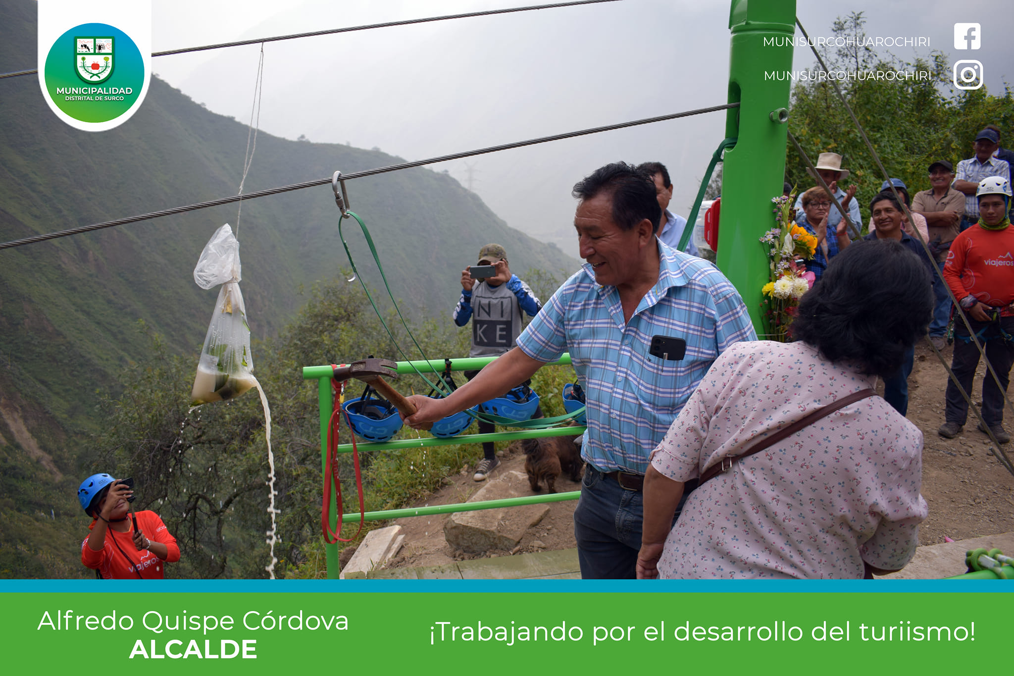 Alcalde de Surco Alfredo Quispe Participó en la inauguración del parque de aventuras en AYAS