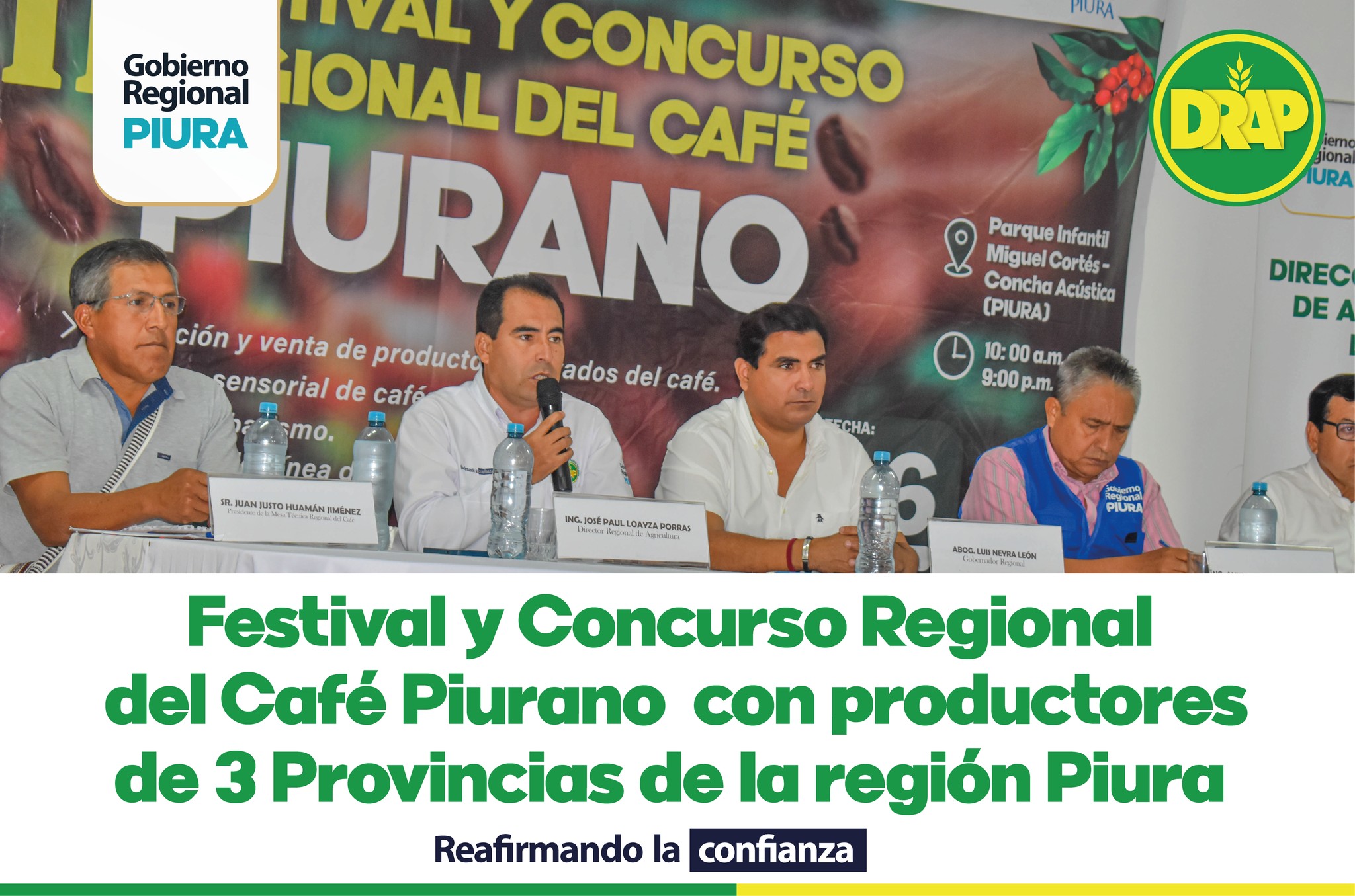 El Gobierno Regional Piura, a través de la Dirección Regional de Agricultura (DRA), lanza el II Festival y Concurso Regional del Café Piurano, enmarcado en la ejecución del PIP Café Orgánico “Mejoramiento de la Calidad de Prestación de los Servicios de Apoyo de la Cadena Productiva del Café Orgánico en las Provincias de Huancabamba, Ayabaca y Morropón.