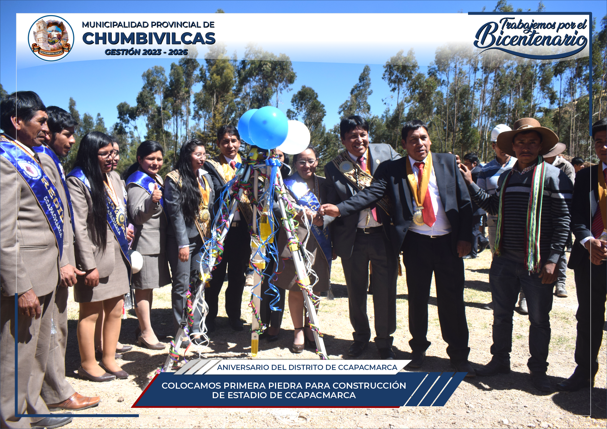 Alcalde de Chumbivilcas coloca primera piedra para la construcción del estadio de Ccapacmarca