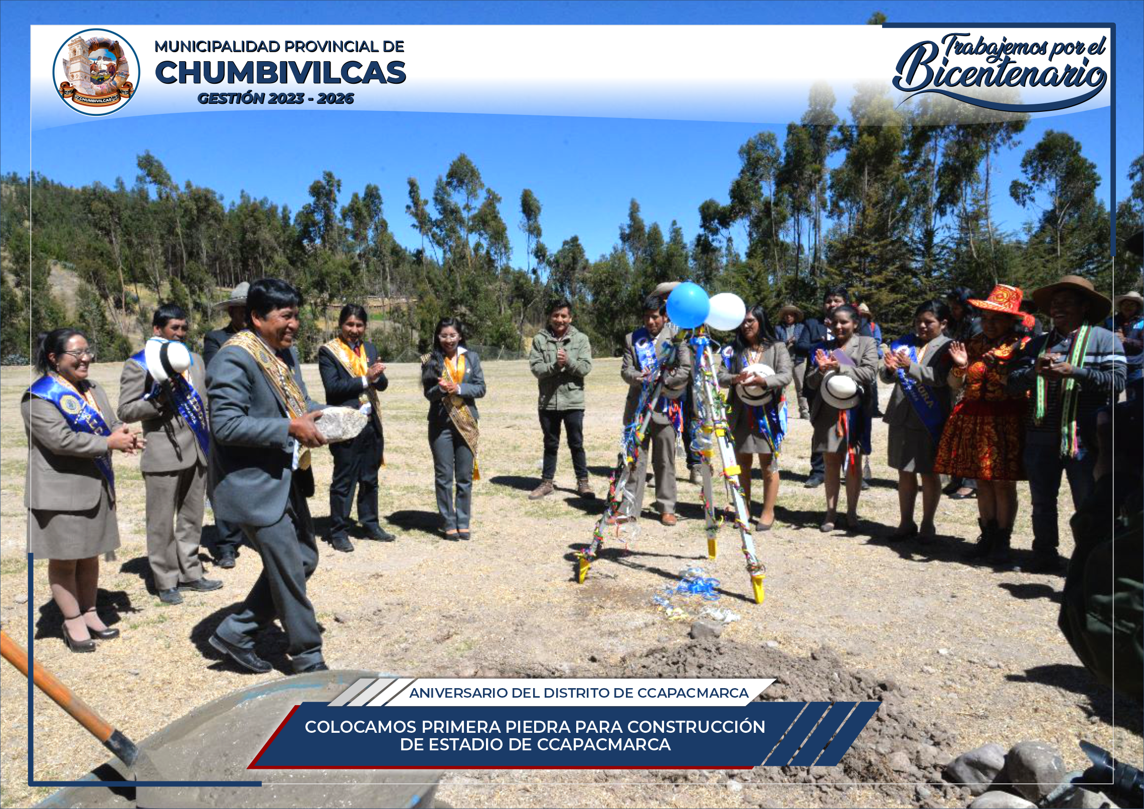 Alcalde de Chumbivilcas coloca primera piedra para la construcción del estadio de Ccapacmarca