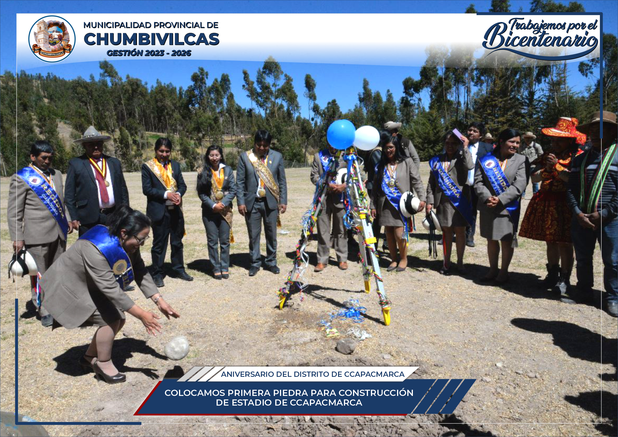 Alcalde de Chumbivilcas coloca primera piedra para la construcción del estadio de Ccapacmarca