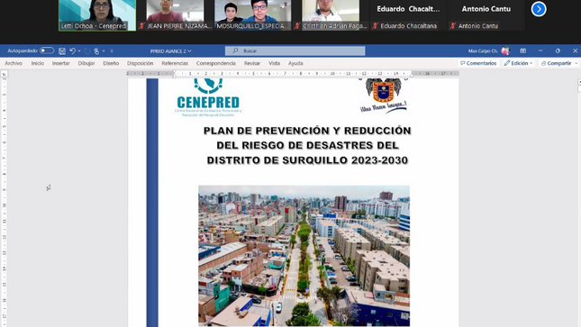 Cenepred brindó asistencia técnica a la Municipalidad Distrital de Surquillo para la elaboración de su PPRRD