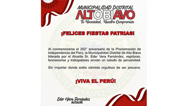 ¡Felices Fiestas Patrias!