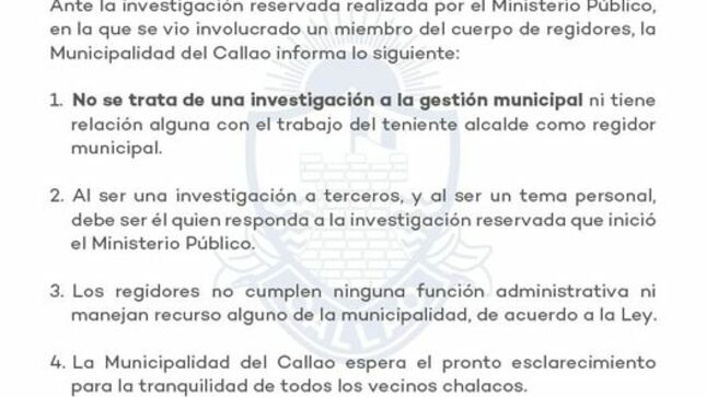 Comunicado de la Municipalidad del Callao
