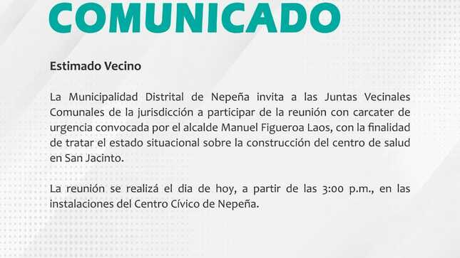 Convocatoria Juntas Vecinales Comunales