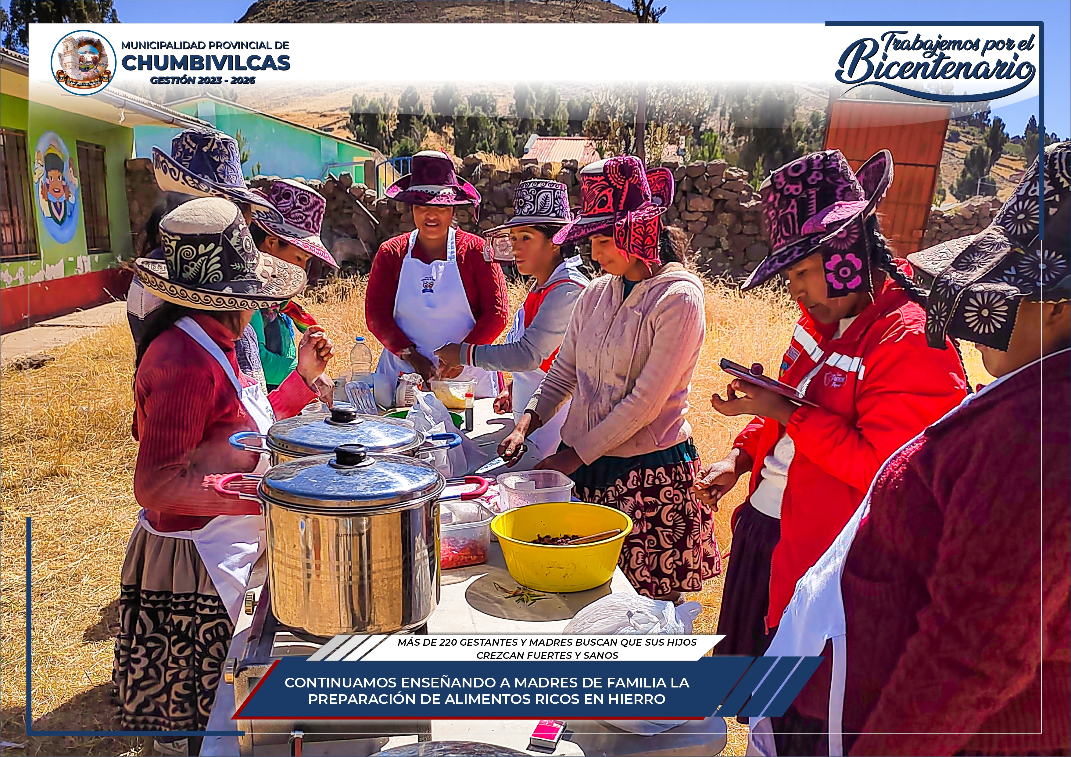 Municipalidad de Chumbivilcas continúa enseñando a madres de familia sobre la preparación de alimentos ricos en hierro
