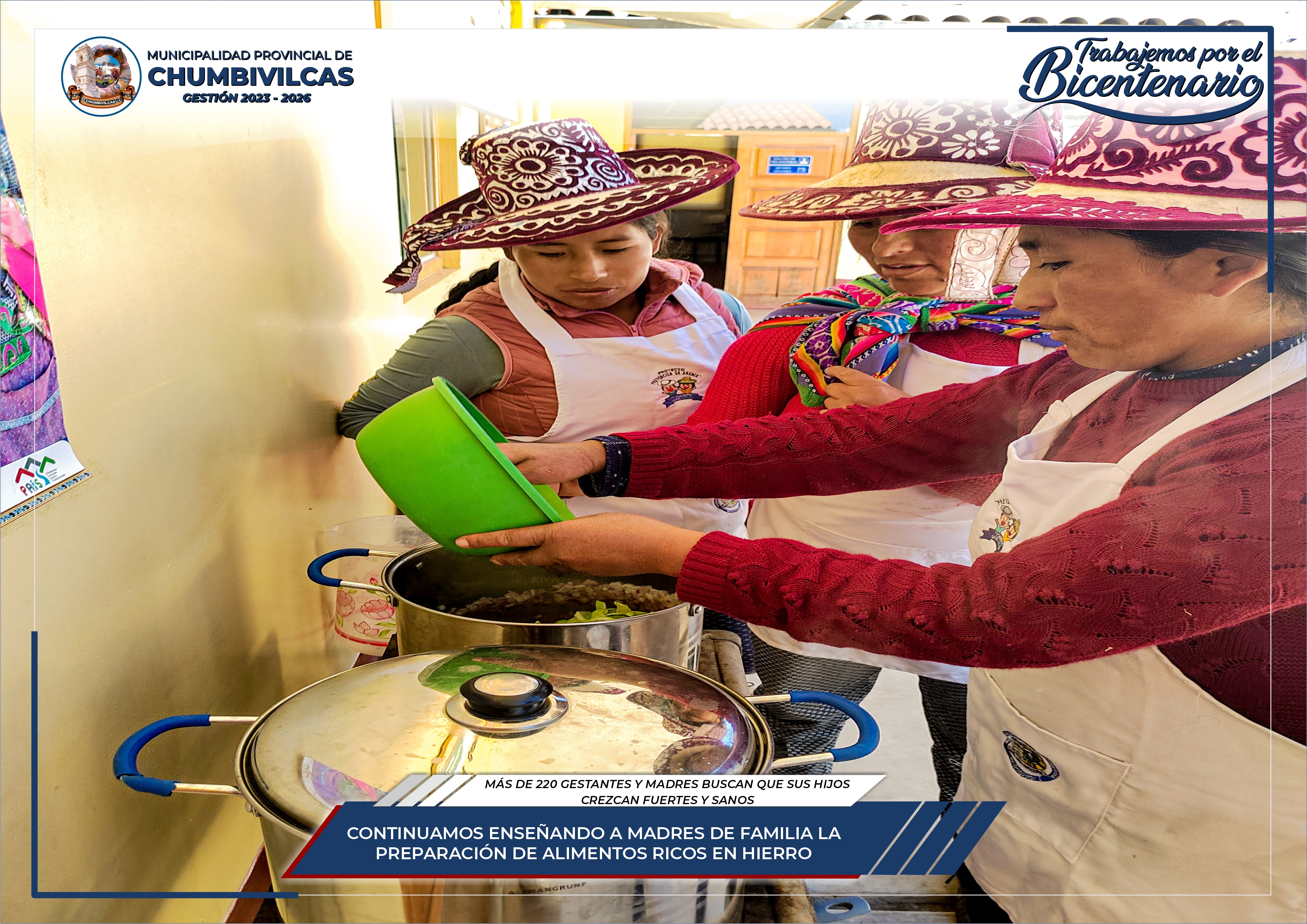 Municipalidad de Chumbivilcas continúa enseñando a madres de familia sobre la preparación de alimentos ricos en hierro