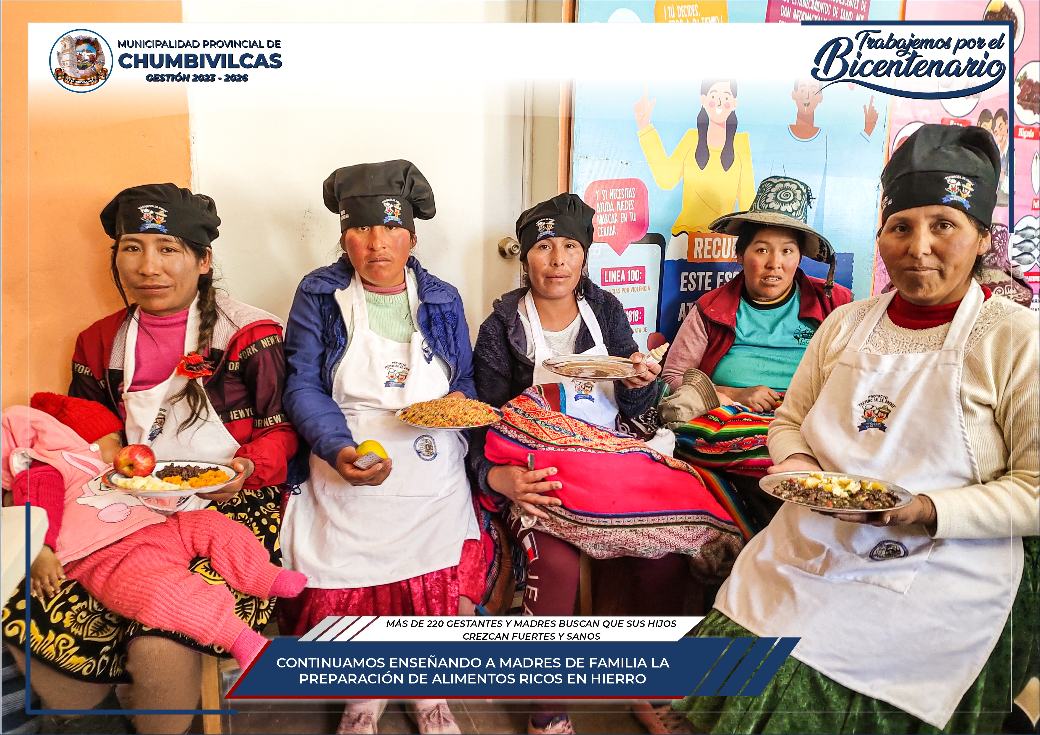 Municipalidad de Chumbivilcas continúa enseñando a madres de familia sobre la preparación de alimentos ricos en hierro