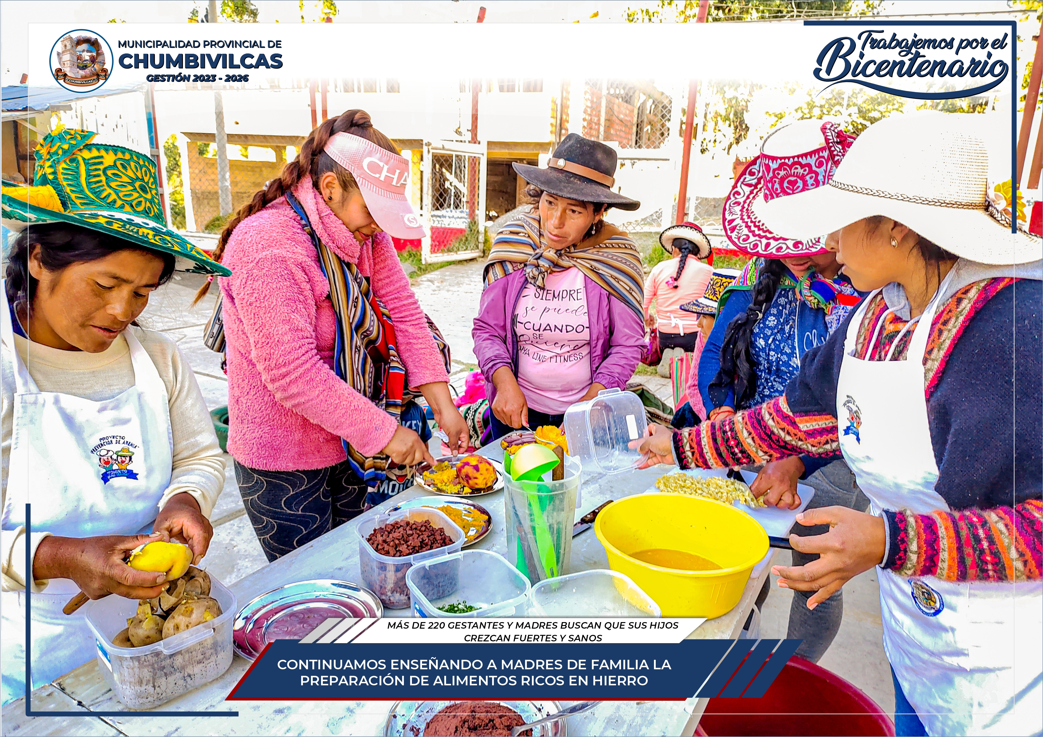 Municipalidad de Chumbivilcas continúa enseñando a madres de familia sobre la preparación de alimentos ricos en hierro