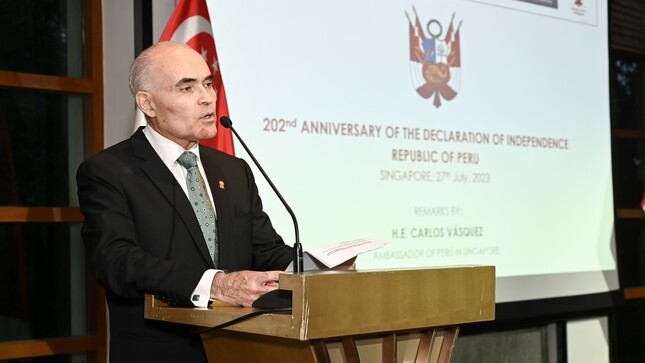 Realizan recepción en Singapur para conmemorar el 202.° aniversario de la independencia del Perú