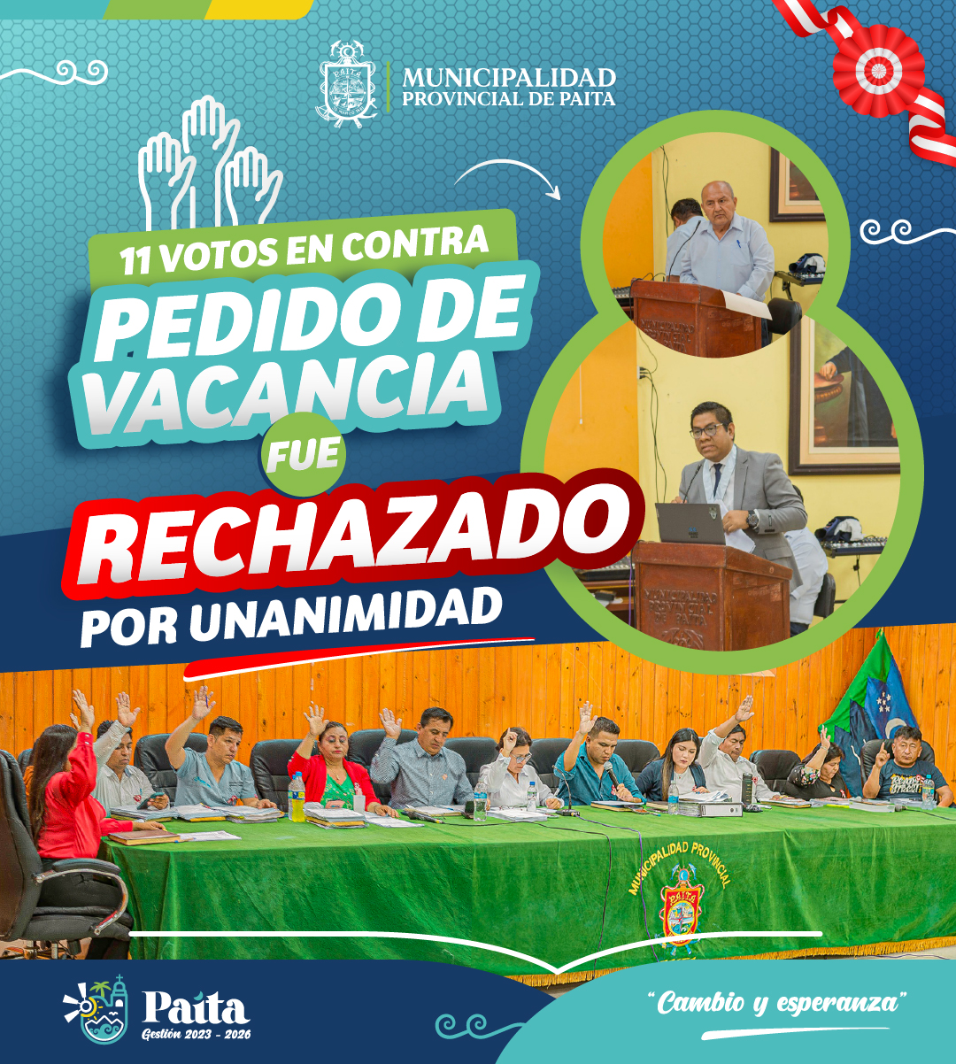 Rechazan por unanimidad pedido de vacancia