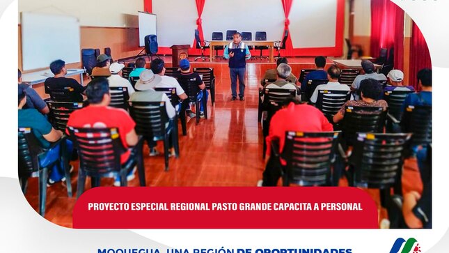 PROYECTO ESPECIAL REGIONAL PASTO GRANDE CAPACITA A NUEVO PERSONAL PARA REALIZAR LABORES EN CANAL DE CONDUCCIÓN