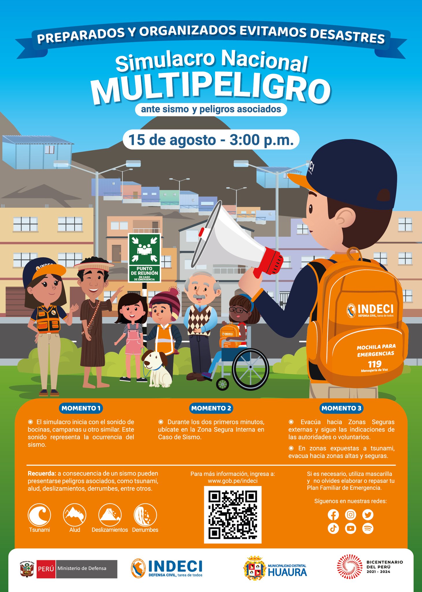 PARTICIPA DEL SIMULACRO NACIONAL  MULTIPELIGRO ESTE 15 DE AGOSTO