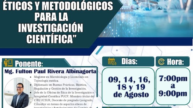 El Vicerrectorado de investigación a través de la Dirección de Investigación los invita a participar del Curso en "𝐀𝐒𝐏𝐄𝐂𝐓𝐎𝐒 𝐄́𝐓𝐈𝐂𝐎𝐒 𝐘 𝐌𝐄𝐓𝐎𝐃𝐎𝐋𝐎́𝐆𝐈𝐂𝐎𝐒 𝐏𝐀𝐑𝐀 𝐋𝐀 𝐈𝐍𝐕𝐄𝐒𝐓𝐈𝐆𝐀𝐂𝐈𝐎́𝐍 𝐂𝐈𝐄𝐍𝐓𝐈́𝐅𝐈𝐂𝐀"