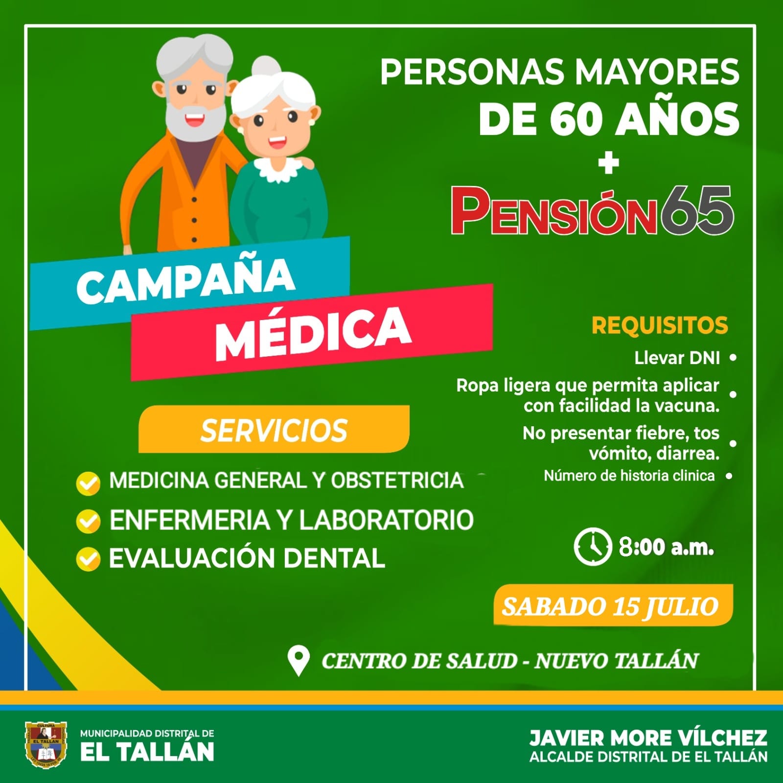 Gran Campaña Médica para Adultos Mayores de 60 Años a Mas del Sector Panamericana

