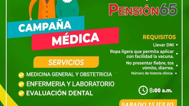 Gran Campaña Médica para Adultos Mayores de 60 Años a Mas del Sector Panamericana

