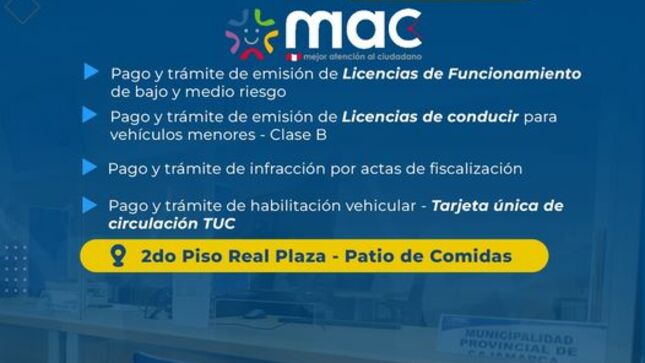 Conoce todos los servicios que tenemos en las oficinas de Mejor Atención al Ciudadano. 😎💻
🥳Visita y realiza todos tus trámites de forma inmediata - 2° PISO REAL PLAZA - PATIO DE COMIDAS 🤝