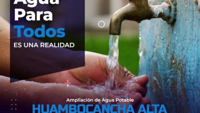 La Municipalidad de Huambocancha Alta, y actual alcalde Ing. Segundo Cueva Cueva, inaugurará la ampliación del servicio de agua potable rural del caserío de Huambocancha Alta, con la presencia del alcalde provincial de Cajamarca 𝐃𝐫. 𝐉𝐨𝐚𝐪𝐮𝐢́𝐧 𝐑𝐚𝐦𝐢𝐫𝐞𝐳 𝐆𝐚𝐦𝐚𝐫𝐫𝐚.
✅Esta ampliación beneficiara a mas de 500 familias  y que ahora los vecinos de esta zona puedan tener más y mejorar calidad de agua".
Martes 15 de Agosto
Hora. 09:30 AM
Lugar. Campo Deportivo Familia de la Cruz - sector Pencaloma
