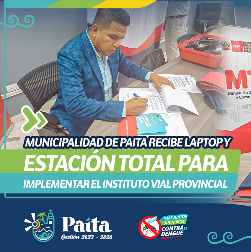 Municipalidad de Paita recibe laptop y estación total