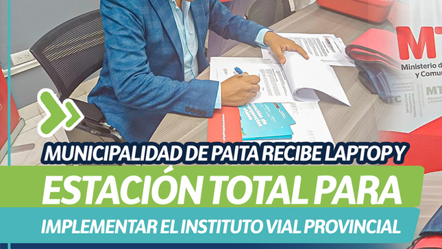 Municipalidad de Paita recibe laptop y estación total