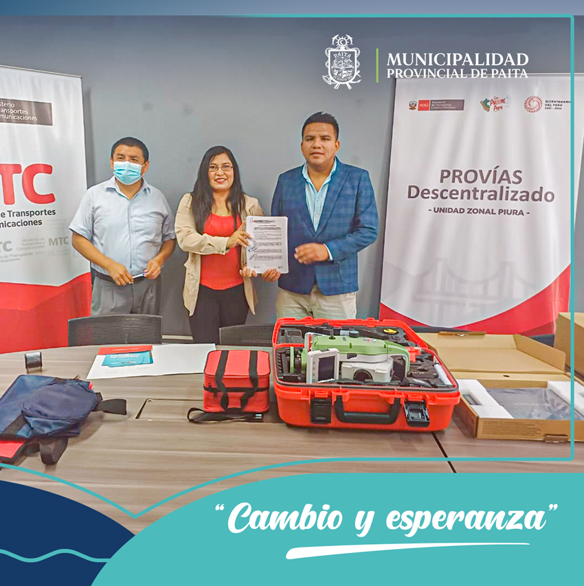 Municipalidad de Paita recibe laptop y estación total