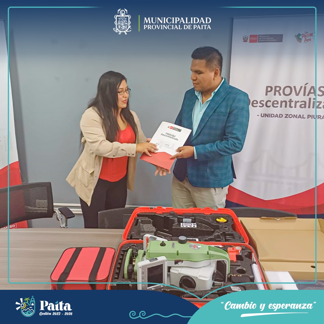 Municipalidad de Paita recibe laptop y estación total