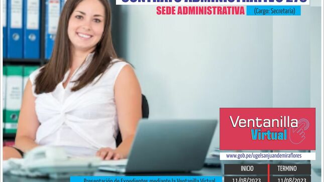 PROCESO DE CONTRATO ADMINISTRATIVO DL 276 para la SEDE ADMINISTRATIVA (Cargo: Secretaria)