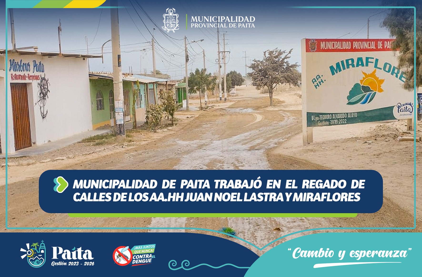 Municipalidad de Paita trabajó en el regado de calles