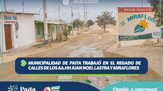 Municipalidad de Paita trabajó en el regado de calles