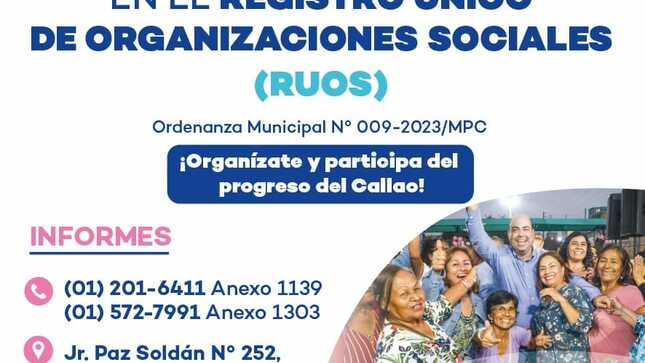 La Municipalidad del Callao busca promover el registro y acreditación de las organizaciones sociales en el primer puerto. 