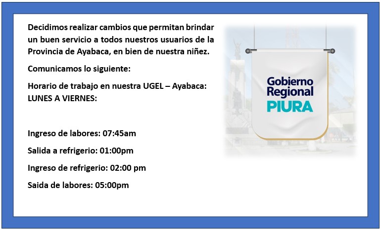 Horario de trabajo - UGEL AYABACA