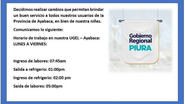 Horario de trabajo - UGEL AYABACA