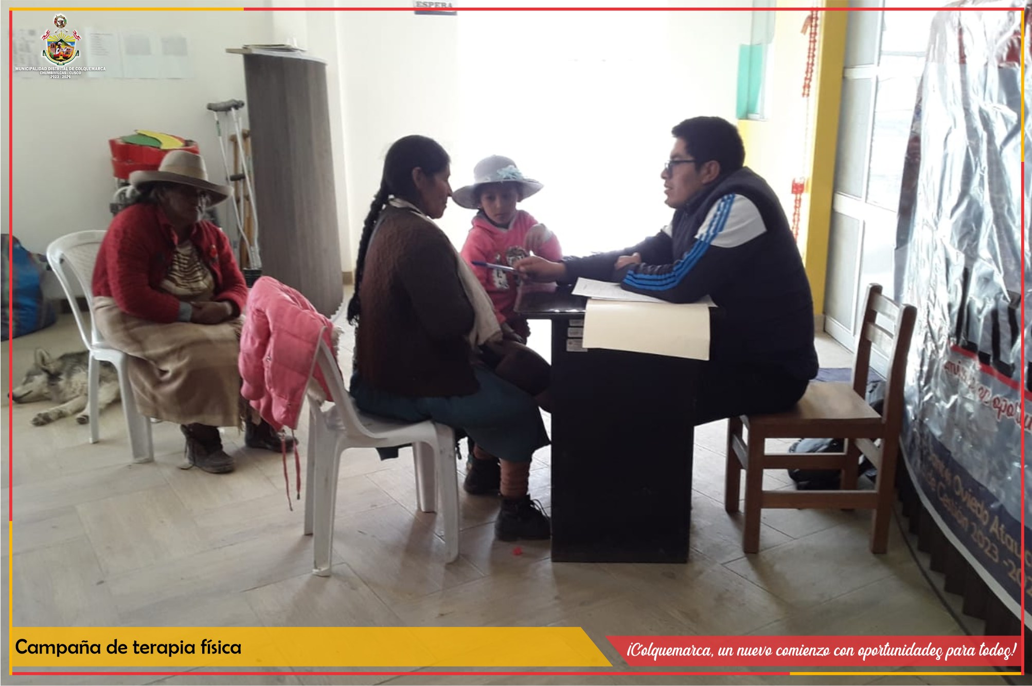 En un esfuerzo conjunto por brindar atención y apoyo integral a los adultos mayores y personas vulnerables de nuestro distrito, la Municipalidad Distrital de Colquemarca, a través de su Oficina Municipal de Atención a las Personas con Discapacidad (OMAPED), dirigida por el Prof. Isidoro Moriel Sivincha, se ha asociado con la Asociación para la Atención Integral de Niños Excepcionales (APAINE).
APAINE, una destacada organización sin ánimo de lucro fundada en 1984 por la Diócesis de Sicuani ha asumido la valiosa misión de atender a los miembros más vulnerables de nuestra sociedad. EN este marco la Municipalidad Distrital de Colquemarca y APAINE han unido fuerzas para llevar a cabo la Campaña de Salud y Terapia Física.
El objetivo primordial de esta campaña es proporcionar atención médica especializada y terapia física a aquellos que lo necesite. La colaboración entre la OMAPED y APAINE demuestra un compromiso firme y un enfoque integral para abordar las necesidades de nuestra poblacion vulnerable.
¡Colquemarca, un nuevo comienzo con oportunidades para todos!
Prof. Santos Oviedo Ataucuri - Alcalde
Gestión 2023 - 2026
