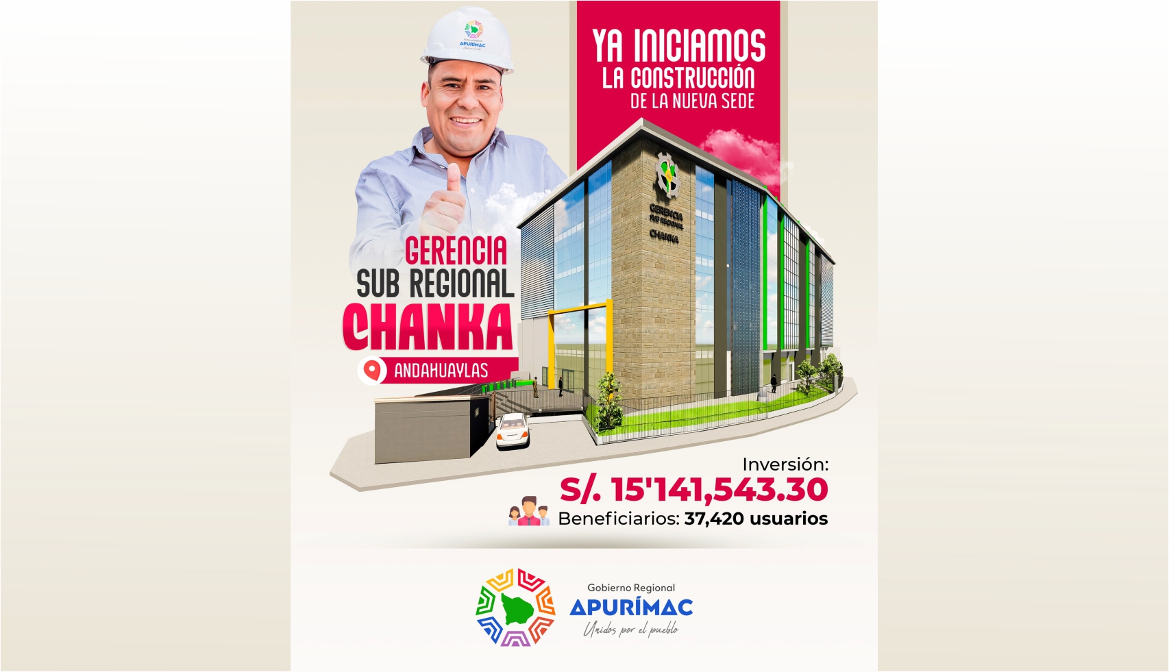 Con una inversión de más de 15 millones gobernador regional inicia construcción de nueva sede de la gerencia subregional Chanka