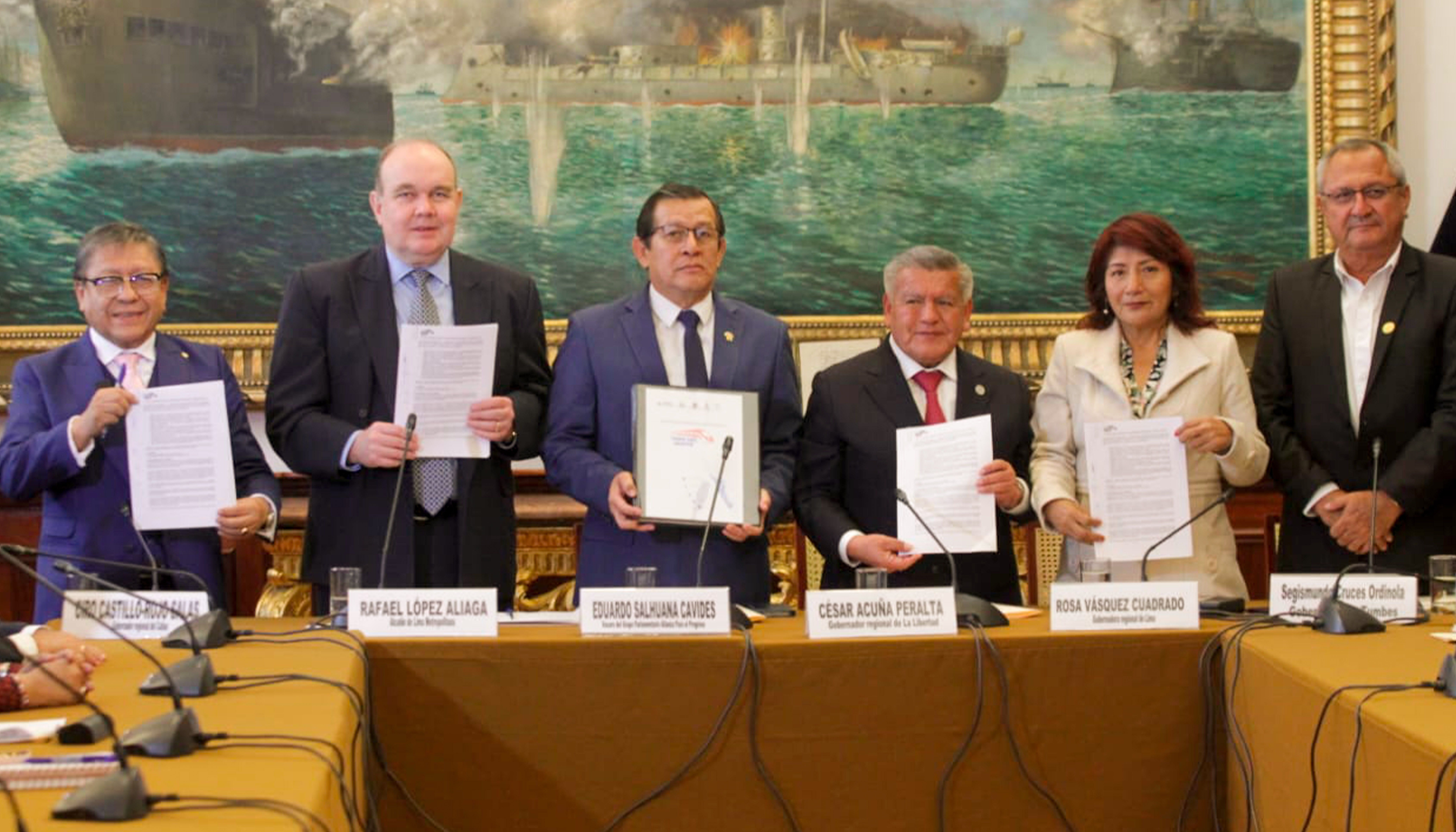 Gobernadora Rosa Vásquez firma convenio de creación de la mancomunidad regional del tren del norte