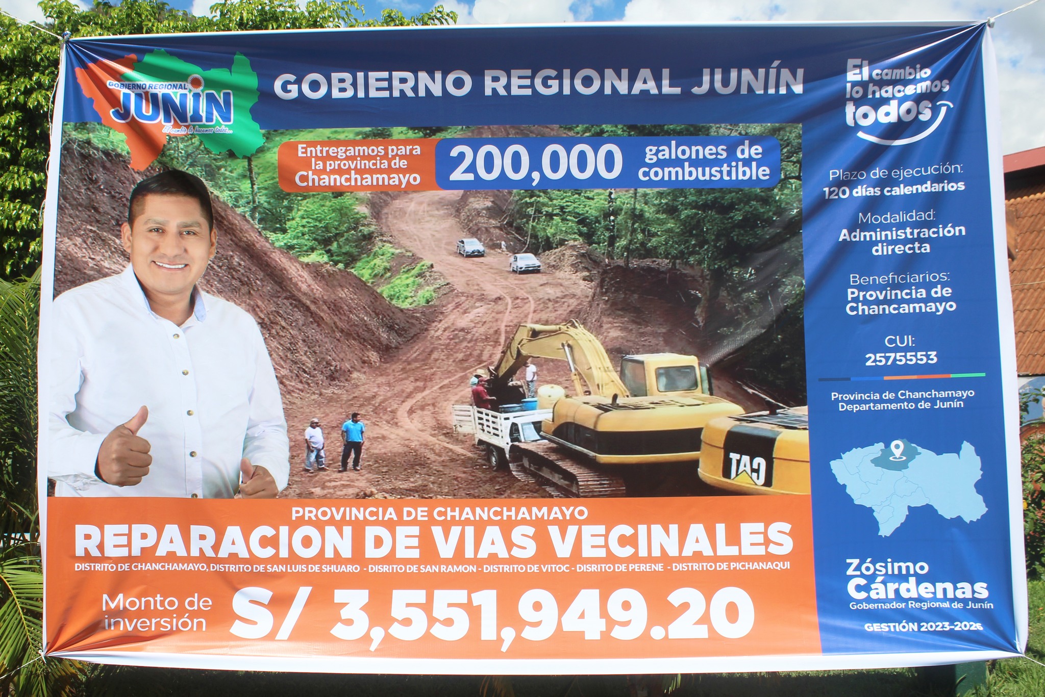 Entrega del proyecto reparación de vías regionales que financia el Gobierno Regional Junín