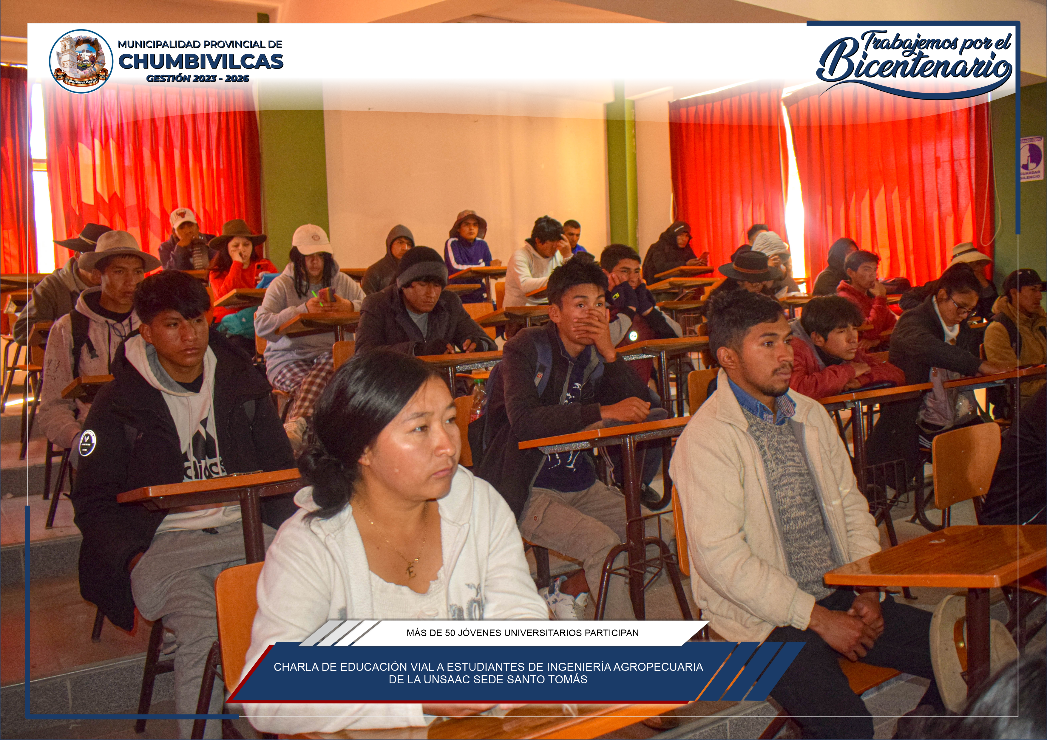 Municipalidad de Chumbivilcas realiza charla de educación vial a estudiantes de ingeniería agropecuaria de la UNSAAC Sede Santo Tomás