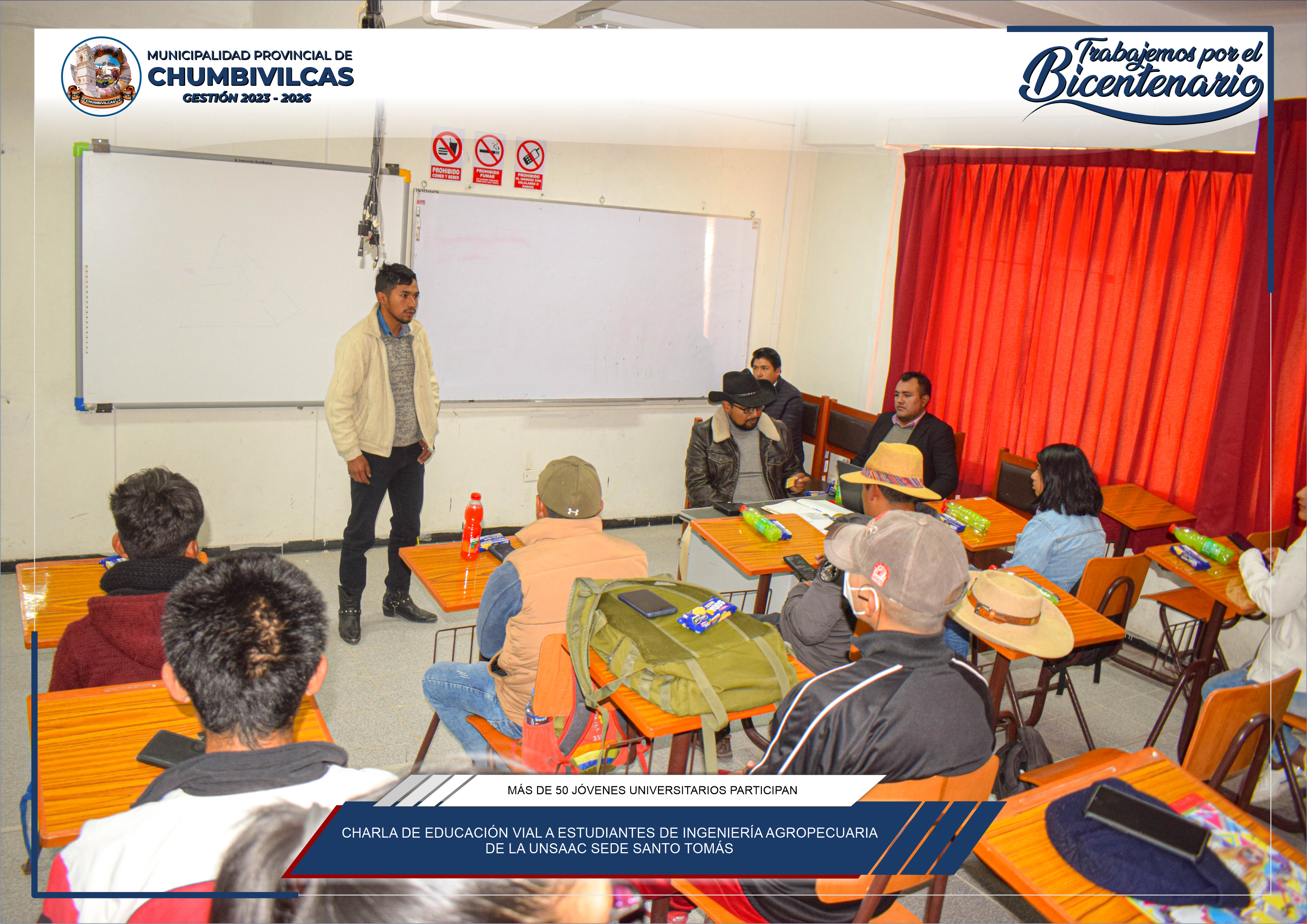 Municipalidad de Chumbivilcas realiza charla de educación vial a estudiantes de ingeniería agropecuaria de la UNSAAC Sede Santo Tomás
